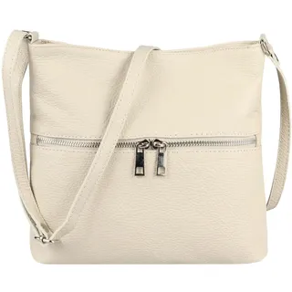 OBC Damen Leder Tasche Cross Body Schultertasche City Bag Crossover Umhängetasche Henkeltasche Clutch Ledertasche Damentasche (Beige 28x26x2 cm) - ca.: 28x26x2 cm (BxHxT)