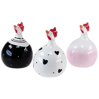 Florists Products Osterhase Deko Hühner Osterdeko Figuren Hahn Set 11,5cm 3er Pack Keramik, 3 Stü