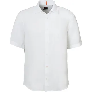 Kurzarmhemd BOSS ORANGE "Rash_4" Gr. L, N-Gr, weiß (white100) Herren Hemden Kurzarm mit Knopfleiste