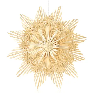 COM-FOUR® Großer Strohstern, Anhänger für den Weihnachtsbaum | natürlicher Christbaum-Schmuck - Weihnachtsdekoration