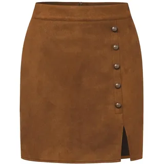 MAOAEAD Wildleder Rock für Damen Hohe Taille Mini Rock Sexy Faux Wildleder Röcke Herbst Winter Metall Schnalle Bodycon Short Rock
