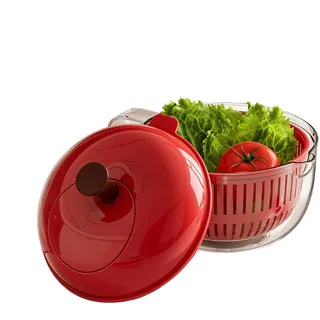 Salatschleuder, kleine Salatscheibe und Schleuder, drehbares Sieb mit transparenter Servierschüssel, Handkurbel, drehbarer - -Unterlegscheibe für Zuhause, Küche, Picknick-Party und tägliche