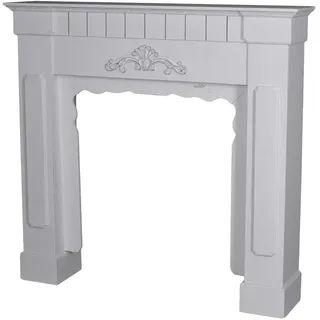 ROMANTISCHE KAMINUMRANDUNG Weiss Shabby CHIC – Kaminkonsole „Burg Feuerstein“ aus altem Holz 89×93×20 cm – handgearbeitete Kaminattrappe im Vintage-Look mit Patina für Wohnzimmer & Landhaus-Deko