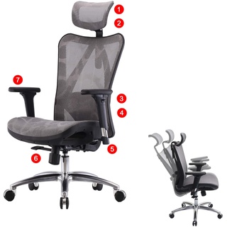 Bürostuhl MCW-J87, Schreibtischstuhl, ergonomisch verstellbare Armlehne 150kg belastbar ~ Bezug grau, Gestell schwarz