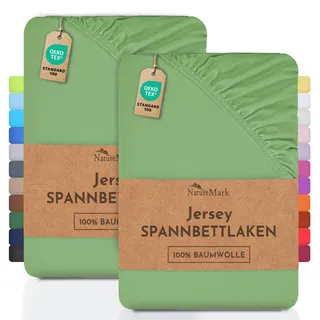 NatureMark Spannbettlaken Jersey-Baumwolle 70 x 140 cm Jade 2 St.