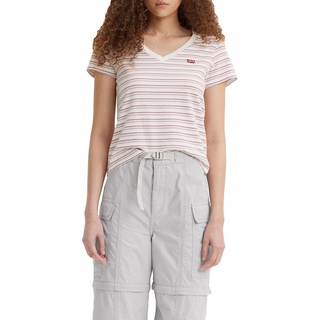 Levi's Damen Perfect V-Neck T-Shirt,Cool Stripe Cloud Dancer,S