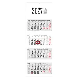 Geiger 4-Monatskalender Profil 4, Jahr 2027, 1 Monat = 1 Blatt, mit Datumsschieber, 33 x 90 cm