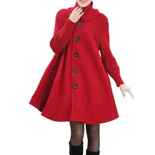 Minetom Mantel Damen Elegant Hoher Kragen Wollmantel Warm Jacke mit Knöpfen Vintage Locker Parka Outwear Trenchcoat Wintermantel Schlack Übergangsjacke - 46