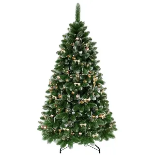 QLS Künstlicher Weihnachtsbaum NK9, Kieferbaum, Tannenbaum Rosa mit Ständer 150-250 cm Christbaum Wohnzimmer 220 cm