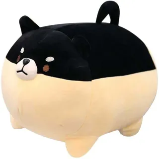 Plüschtier Shiba Inu Plüschspielzeug Anime Corgi Kawaii Plüschhund Weiches Kissen, Plüschtiergeschenke für Jungen und Mädchen - Schwarz
