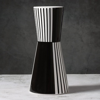 Tauzveok Keramik Blumenvase, Elegante schwarz-weiß gestreifte geometrische dekorative Tischblumenvase für Inneneinrichtung, Hochzeitsdekorationen,White+Black,27.5cmX13cm