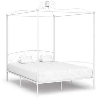 vidaXL Bett Himmelbett-Gestell Weiß Metall 180 x 200 cm weiß 189 cm x 211 cm x 227 cm