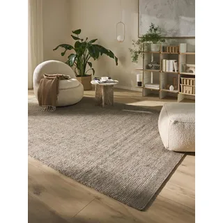 benuta pure Rocco Wollteppich 140 x 200 cm Grau/Taupe