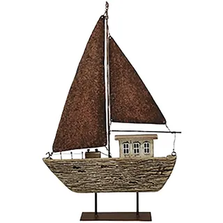 maritime Holz Serie Shabby ┼ Deko - Nautic ┼ WAL - Walbild - Walflosse ┼ Holz-Segelboot mit Metallsegeln ┼ exklusive Artikel (Schiff/Boot)