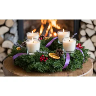 4 Candles, Kerzen im Glas, weiß, ohne Duft, Advent, Weihnachten | Minnesota Adventskranz Kerze Adventszeit Haushaltskerzen lange Brenndauer