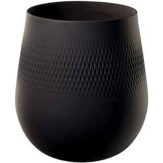 Villeroy & Boch Collier noir Vase Carre No.1, 23 cm, Premium Porzellan, schwarz, Groß