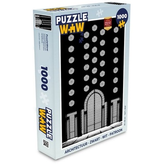 MuchoWow Puzzle Architektur - Schwarz - Weiß - Muster, 1000 Puzzleteile, Foto-Puzzle, Bilderrätsel, Puzzlespiele, Klassisch bunt