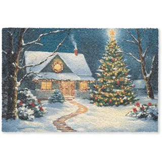 FUSSMATTE Weihnachten - Weihnachtsbaum - Winter - Zuhause - Schnee Schmutzfänger 60x40 cm
