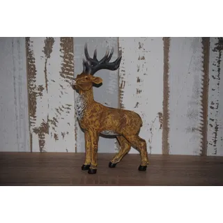 Rentier Deko Hirsch Figur Vintage Landhaus natur 24cm Höhe Weihnachten Tierfigur