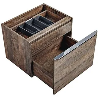 Waschbeckenunterschrank 60 cm Vintage Eiche mit Soft-Close Schubladen - Natur