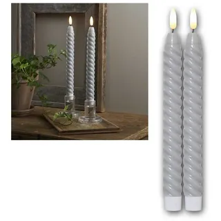 Star Trading Flamme Swirl Antique LED Kerze 25 cm grau 2 St.
