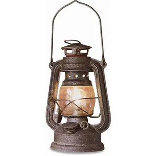 Loberon LED-Laterne Oxcroft - antikbraun | Pure Nostalgie, integriertes warmweißes LED-Licht, Antik-Finish, hängend oder stehend, Wohn-Accessoire, Eisen, Glas