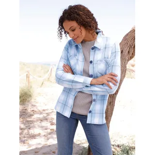 Blusenjacke CASUAL LOOKS, Damen, Gr. 46, blau (eisblau, ecru, kariert), 100% Baumwolle, Jacken Blusenjacke