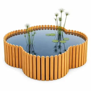 Beckmann Hochteich Lärche 120x120x44 cm 530 L – Holz Terrassenteich, Teichbecken & Fertigteich für den Garten – Winterfestes & langlebiges Komplettset inkl. Teichfolie