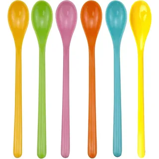 6 Stück Plastiklöffel, Eierlöffel Kunststoff, Bunt Lange Löffel Mehrweg, Kaffeelöffel Plastik, Joghurtlöffel, Marmeladenlöffel Langer Griff Löffel