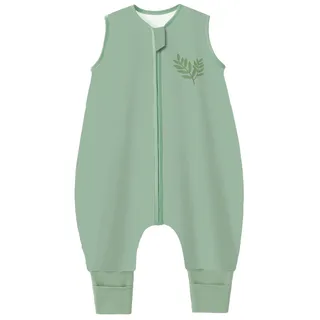 Chilsuessy Baby Schlafsack Sommer mit Füßen 0.5 Tog 100% Baumwolle Kinder Sommerschlafsack für Jungen und Mädchen, 0.5 Tog/Grün, 80cm/Baby Höhe 90-100cm