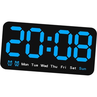 F Fityle LED-Desktop-Wecker, Schreibtisch-Digitaluhr, Desktop, Temperatur, Moderne Wanduhr, elektronische Uhr für Schlafzimmer, Blau