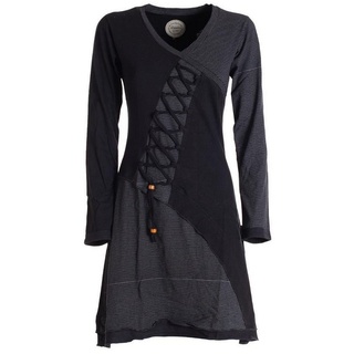 Vishes Jerseykleid Asymmetrisches Langarm Damen Baumwoll-Keid Shirt-Kleid Ethno, Elfen Style, Sweat-Kleid schwarz 38