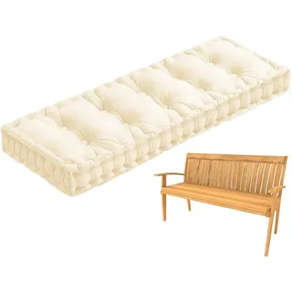 Yekuhe Bodenkissen 8cm Dick Bankkissen für Terrasse, Fenster, Sitzkissen, rutschfest, Samt, getuftet, Kissen für Bank, Sitzbank, Innenbereich, Esszimmer, Wohnzimmer(Beige,160x55cm)
