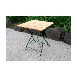 Bierzelttisch Robinie Visby - 70 x 70 x 72 cm (B x T x H) - Klapptisch für bis zu 4 Personen - Stahlgestell grün pulverbeschichtet