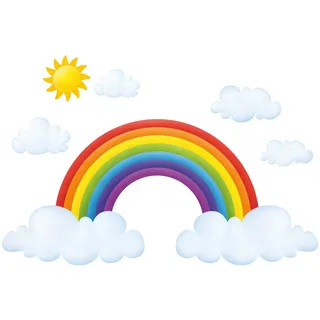 DECOWALL DA-1713 Wolken und Regenbogen Wandtattoo Wandsticker Wandaufkleber Wanddeko für Wohnzimmer Schlafzimmer Kinderzimmer