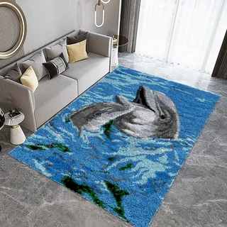 Groß Knüpfteppich Zum Selber Knüpfen-Sets Latch Hook Rug Vorgedrucktes Muster Leinwand Teppich Stickerei Handwerk Für Erwachsene Handarbeiten Diy Teppich Handarbeit Selbst Knüpfen Set 110x140 cm
