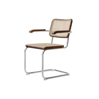 Stuhl Freischwinger S64V nussbaumfarben gebeizt / Gestell chrom