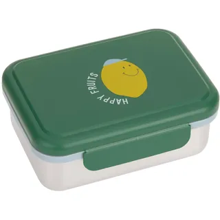 LÄSSIG Kinder Brotdose Edelstahl Lunchbox mit Trennwand Happy Fruits Lemon