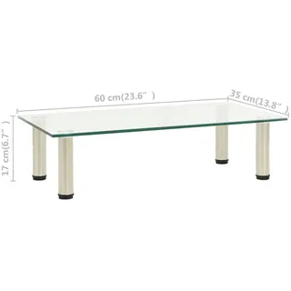 vidaXL TV Tisch Schrank Monitor 60x35x17 cm Transparent Hartglas