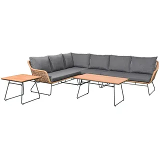 BELLAVISTA Loungeset »Montreux«, 5 Sitzplätze, Stahl, inkl. Auflagen - braun