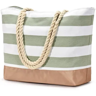 oscaurt Strandtasche Tote Bag mit Reißverschluss Große Shopper Tasche Wasserdicht Strandtasche XXL Badetasche Reisetasche Damen Umhängetasche Korbtasche Geschenke für Frauen - XL