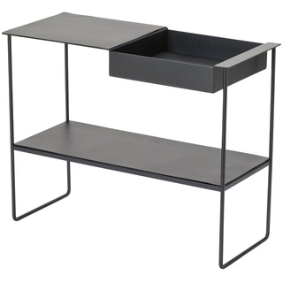 LindDNA - Konsolentisch mit Tablett, Stahl schwarz / Bull schwarz