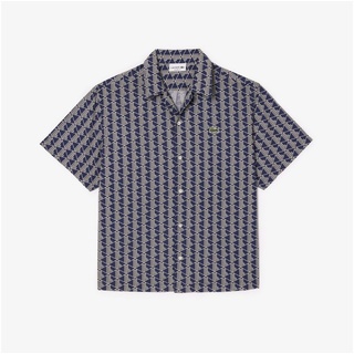 Lacoste Kurzarmhemd Kurzärmliges Hemd mit Monogramm-Aufdruck blau 39