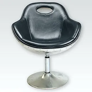 Phoenixarts Leder Loungesessel Schwarz Cocktailsessel | Drehsessel Clubsessel Retro | Ledersessel Drehstuhl ohne Rollen - 7031