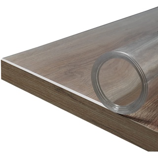Rollmaxxx Tischfolie 2mm - Tischdecke transparent - mit abgeschrägter Kante - Tischschutz - Schutztischdecke - Schutzfolie - PVC Folie für Tisch – Maßanfertigung möglich (55 cm x 100 cm)