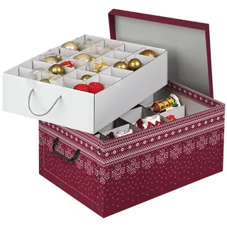 Kreher Aufbewahrungsbox Karton für Christbaumkugeln 1-tlg. rot