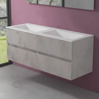 progettobagno Evo 54 Lago Doppel-Waschtisch mit Unterschrank 140 cm ohne Hahnloch