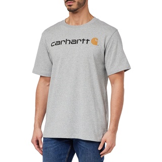 Carhartt, Herren, Lockeres, schweres, kurzärmliges T-Shirt mit Logo-Grafik, Grau meliert, L