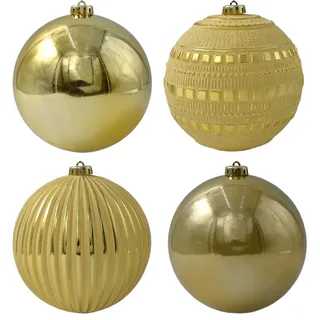 4X Weihnachtskugeln Groß Aussen, Dekokugel Wetterfeste Riesen XXL Outdoor Draußen Kunststoff Weihnachtskugel Christbaumkugeln Kugeln Weihnachten Ø15 cm (Gold)