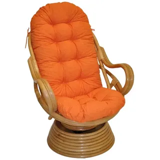 Rattani Rattanstuhl Rattan Drehsessel, Drehwippsessel Linda Fb. honig, 13 Polsterfarben zur Auswahl orange